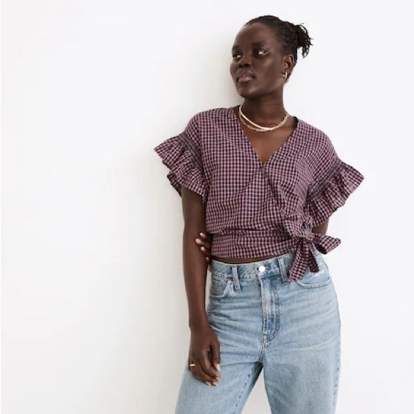 Madewell plaid wrap top - Picture 4 of 7